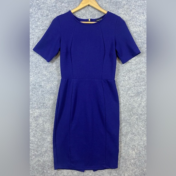 Warehouse Dresses & Skirts - Warehouse Dress‎ 6 Blue Sheath Short Sleeve Midi Career Business Professional